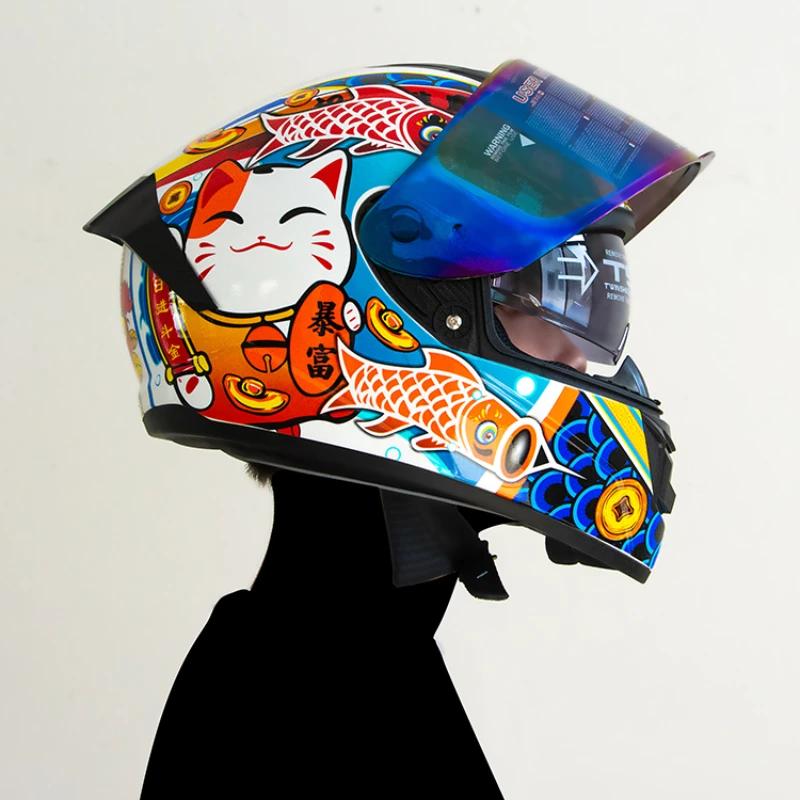 LVS 701 Motorcycle double mirror head helmet Dot certification capacete de moto Lining removable and washable casco 